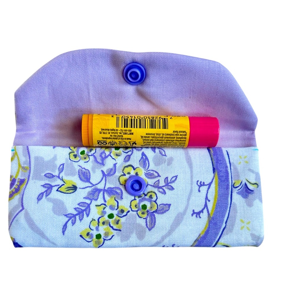 HAND CRAFTED Colorful Floral Fabric 100% Cotton Lipstick Cozy Pocket Holder - Picture 6 of 7
